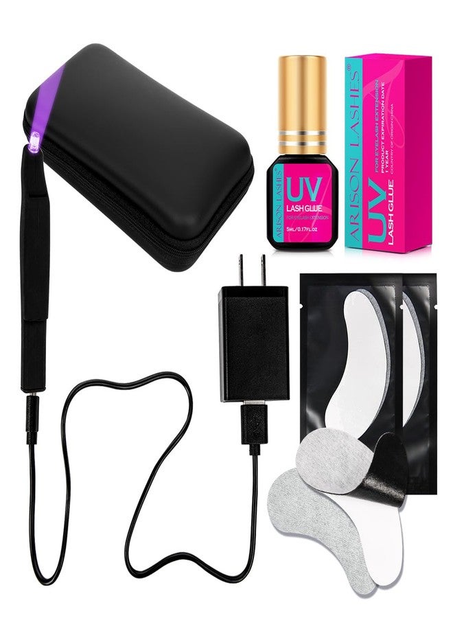 أريسون لاشز غراء رموش بالأشعة فوق البنفسجية (5 مل) مع ضوء، مصباح LED محمول 2 في 1 لتطبيق غراء تمديد الرموش، آمن وسهل الاستخدام للمنزل والسفر والصالونات والاستخدام المهني والشخصي - Image 1